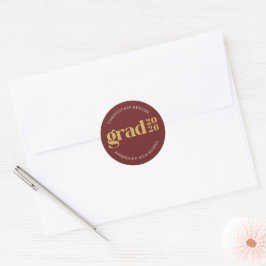 Adesivo Selos de Formatura Personalizados Vermelho Dourado