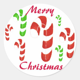 Adesivo Selos do bastão de doces do Feliz Natal
