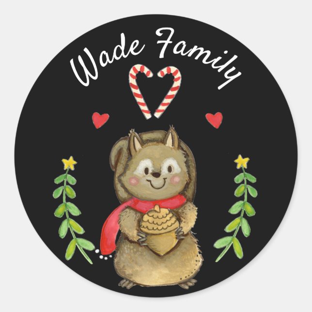 Adesivo Selos do envelope do esquilo do feriado do estilo (Frente)