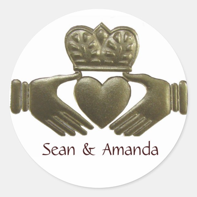 Adesivo Selos Dourados De Casamento De Claddagh Irlandês (Frente)