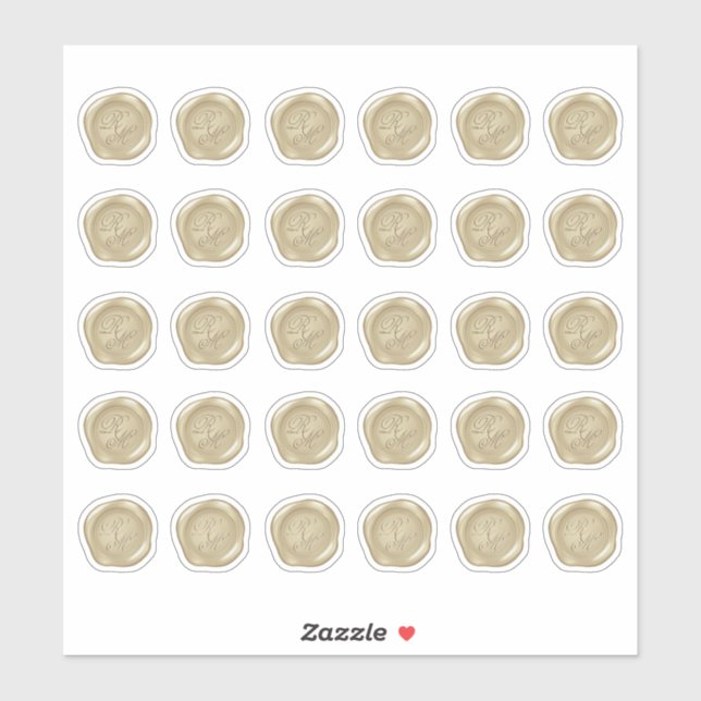 Adesivo Selos Dourados De Cera Com Cera Monograma (Folha)