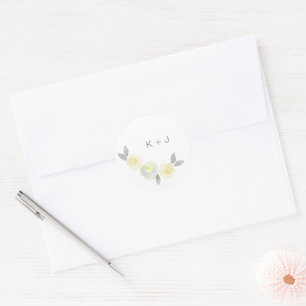 Adesivo Selos Florais Amarelos personalizados com iniciais