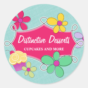 Adesivo Selos florais da caixa do cozimento do cupcake