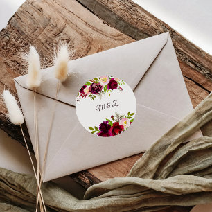 Adesivo Selos florais simples do envelope do casamento de