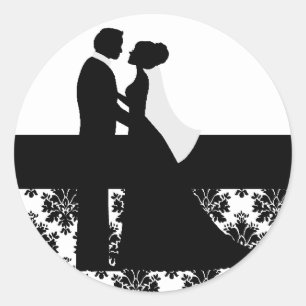 Adesivo Selos preto e branco do casal do casamento