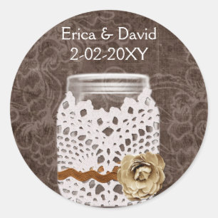 Adesivo selos rústicos do casamento do frasco de pedreiro