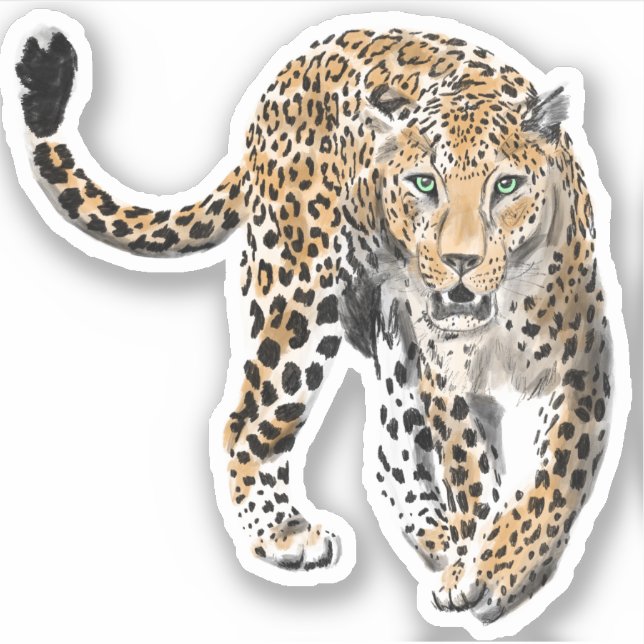Adesivo selva de leopardo-d-água pintada de verde-animal (Frente)