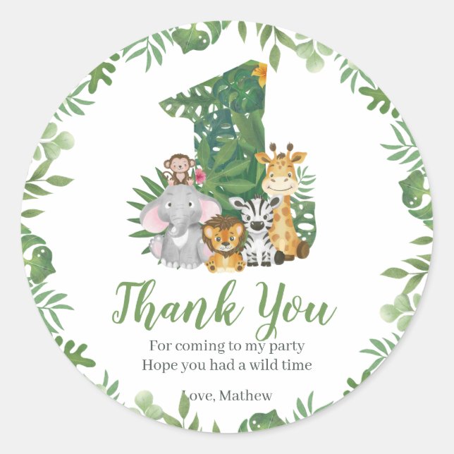 Adesivo Selva primeiro aniversario Selvagem Safari (Frente)