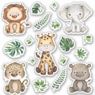 Adesivo Selva Safari Selvagens Animais Selvagens Folhas Tr