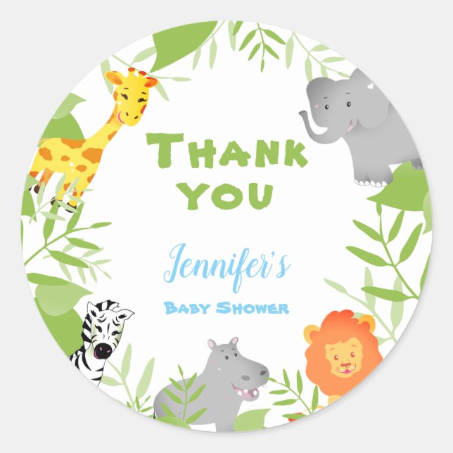 Adesivo Selvagem de Chá de fraldas de Animais Safari (Frente)