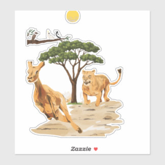 Adesivo selvagem safári africano leão cervo natureza desig