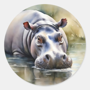 Adesivo Selvagem Serenity Watercolor Hippo