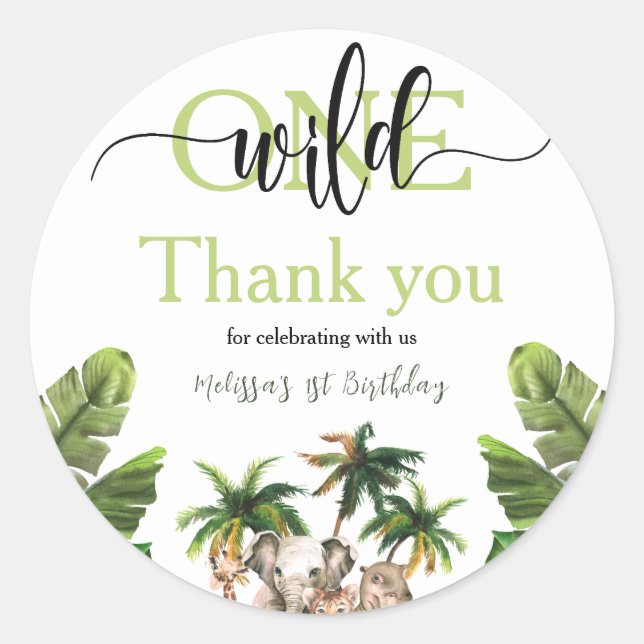 Adesivo Selvagem Uma Primeira Festa de aniversário De Anim (Frente)