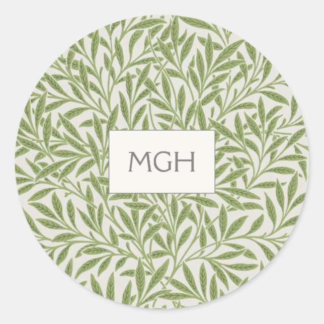 Adesivo Selvagem Verde Elegante Deixa Selo de Envelope Mon (Frente)