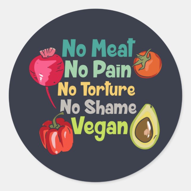 Adesivo Sem Carne Sem Dor Vegan Dizendo (Frente)