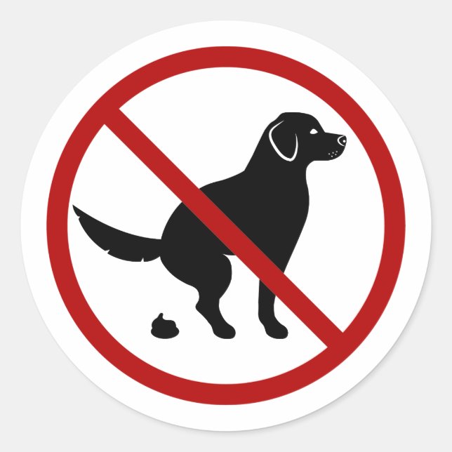 Adesivo Sem Cocô de Cachorro com Silhueta de Cachorro Pret (Frente)