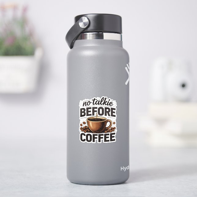 Adesivo Sem Conversa Antes do Café – Amante de Café Retrô  (HidroFlask)