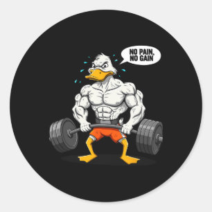 Adesivo Sem Dor Sem Ganho Pato Engraçado de Halterofilismo