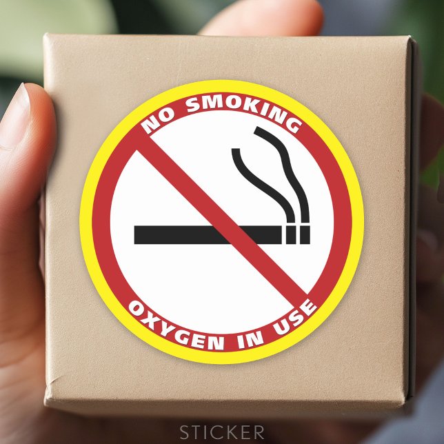 Adesivo Sem fumar - Oxigênio em uso - Sem fumaça (No Smoking Sticker)