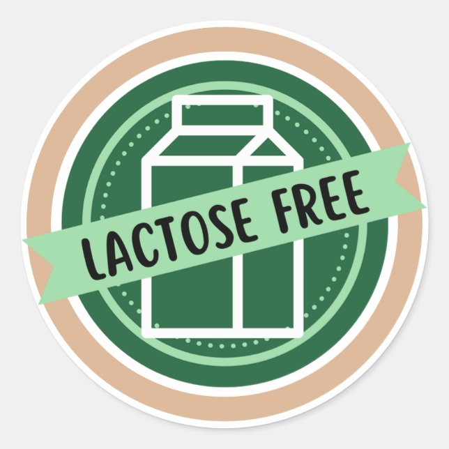 Adesivo Sem Lactose, Sem Laticínios, Intolerante à Lactose (Frente)