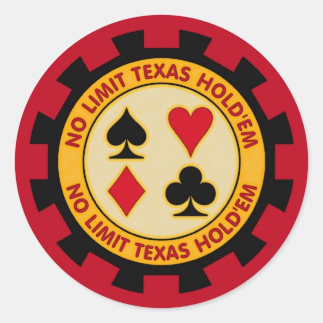 Adesivo Sem Limitação, Texas Segure no Poker Chip (Frente)