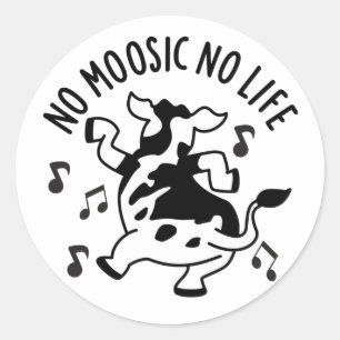 Adesivo Sem Moísica Sem Vida Curta Música Cow Pun