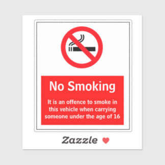 Adesivo Sem Tabagismo No Veículo Com Menos De 16 Anos