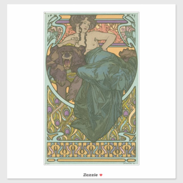 Adesivo Sem título por Alphonse Mucha (1902) (Folha)