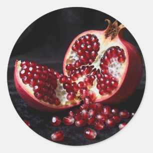 Adesivo Sementes de Romã Maduras Fruta Suculenta Dramática