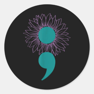 Adesivo Semicolão de girassol Sensibilização para o suicíd