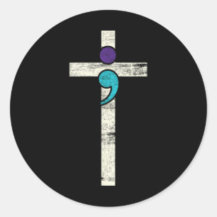 Adesivo Semicolon Cross Mental Health Awarume Figurume Wa