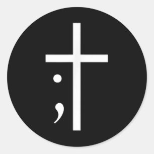 Adesivo Semicolon Cross Tem Fé Prevenção Suicida Em Guerra