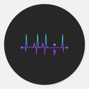 Adesivo Semicolon Heart Beat Suicídio Sensibilização Suicí