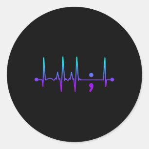 Adesivo Semicolon Heart Beat Suicídio Sensibilização Suicí