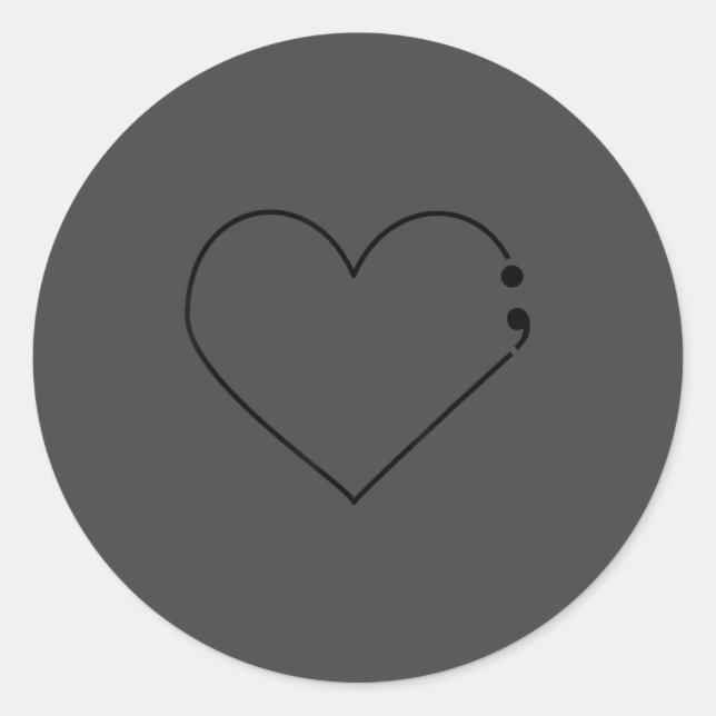 Adesivo Semicolon Heart Mental Health Awareness Therast De (Frente)