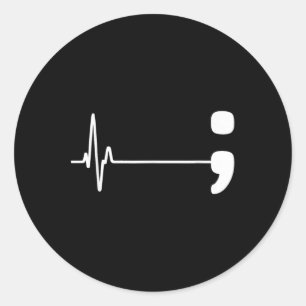 Adesivo Semicolon Heartbeat Flatline Suicídio Aw