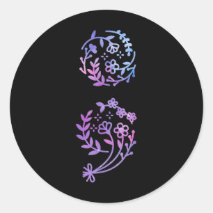 Adesivo Semicolon Prevenção Suicídio Sensibilização Flor T