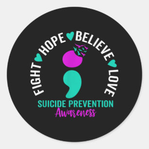 Adesivo Semicolon Suicídio Sensibilização para a saúde men
