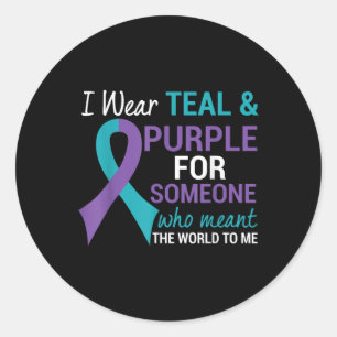 Adesivo Semicolon Teal &amp; Fita Roxa Suicida Awarene