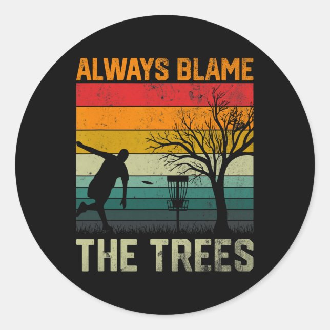 Adesivo Sempre Culpe As Árvores Retro Frisbee Disc Golf  (Frente)