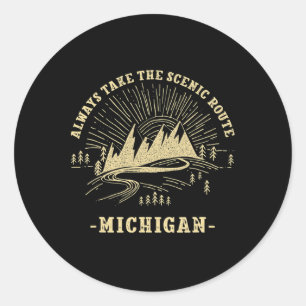 Adesivo Sempre Pegue a Rota Panorâmica Michigan Trilha Mi