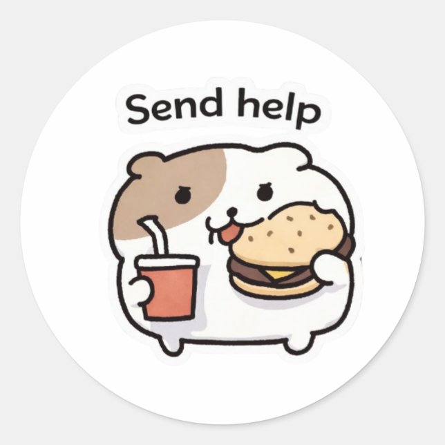 Adesivo Send Help Meme Sticker – Funny cute animal (Frente)
