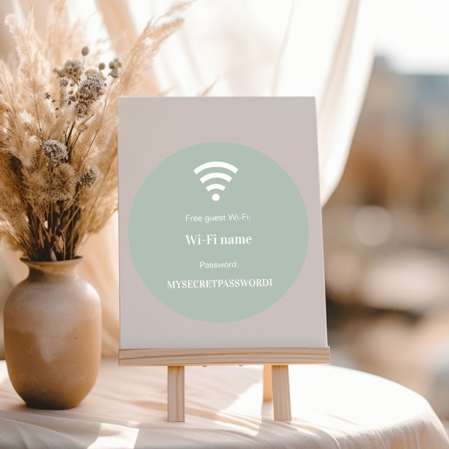 Adesivo senha da rede wifi do cliente convidado verde sage (Criador carregado)