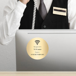 Adesivo Senha de rede wifi do cliente convidado Dourado