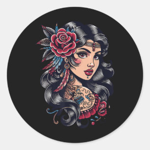 Adesivo Senhora cigana _ Estilo Boho _ Tatuagem Arte _ Tet