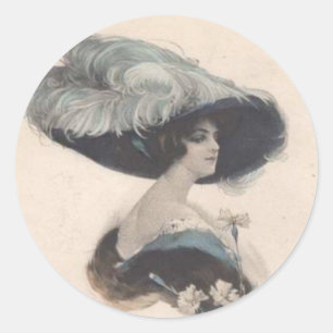 Adesivo Senhora elegante do vintage no chapéu