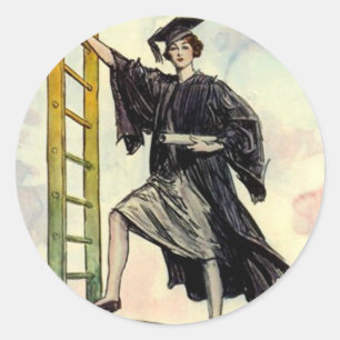 Adesivo Senhora Escada da graduação do vintage das