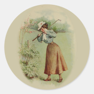 Adesivo Senhora Golfing Arte do vintage