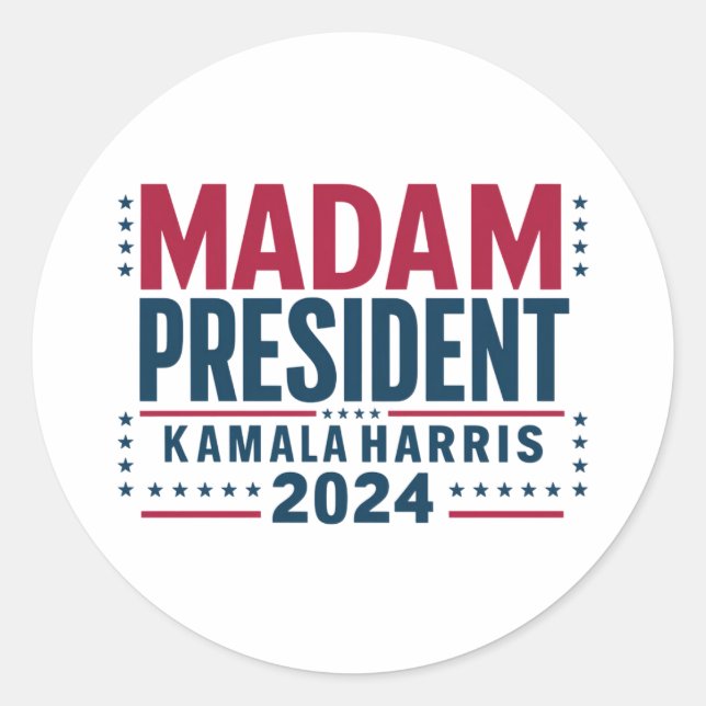 Adesivo Senhora Presidente Kamala Harris 2024 Votação Demo (Frente)