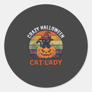 Adesivo Senhorita Gata de Halloween Louca Chapéu de Bruxa